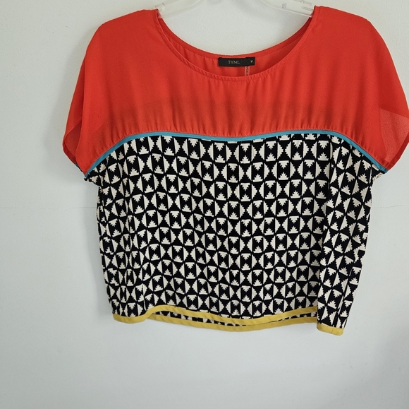 THML Print Red And Black Blouse - Picture 1 of 4